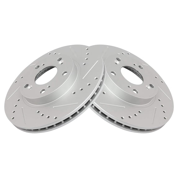 TRQ Front Performance Brake Rotors Set Premium G-Coated Cross Drilled & Slotted Fits Select 2002-2004 Honda CR-V