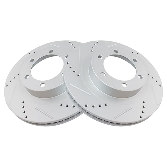 TRQ Front Performance Brake Rotors Set Premium G-Coated Cross Drilled & Slotted Fits Select 2003-2009 Lexus GX470 Toyota 4Runner