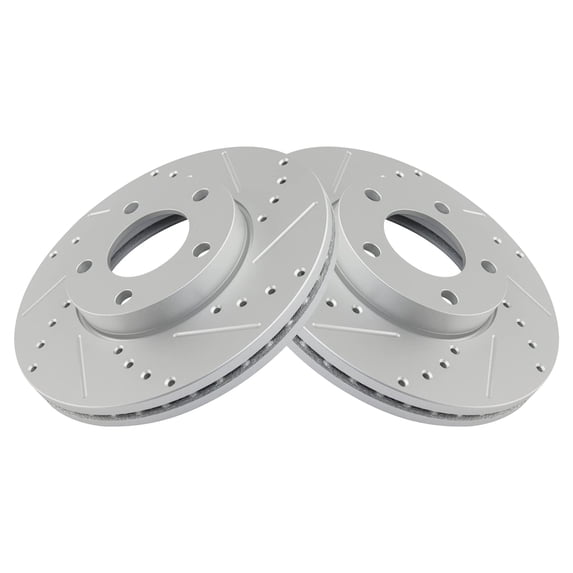 TRQ Front Performance Brake Rotors Set Premium G-Coated Cross Drilled & Slotted Fits Select 2004-2013 Mazda 3