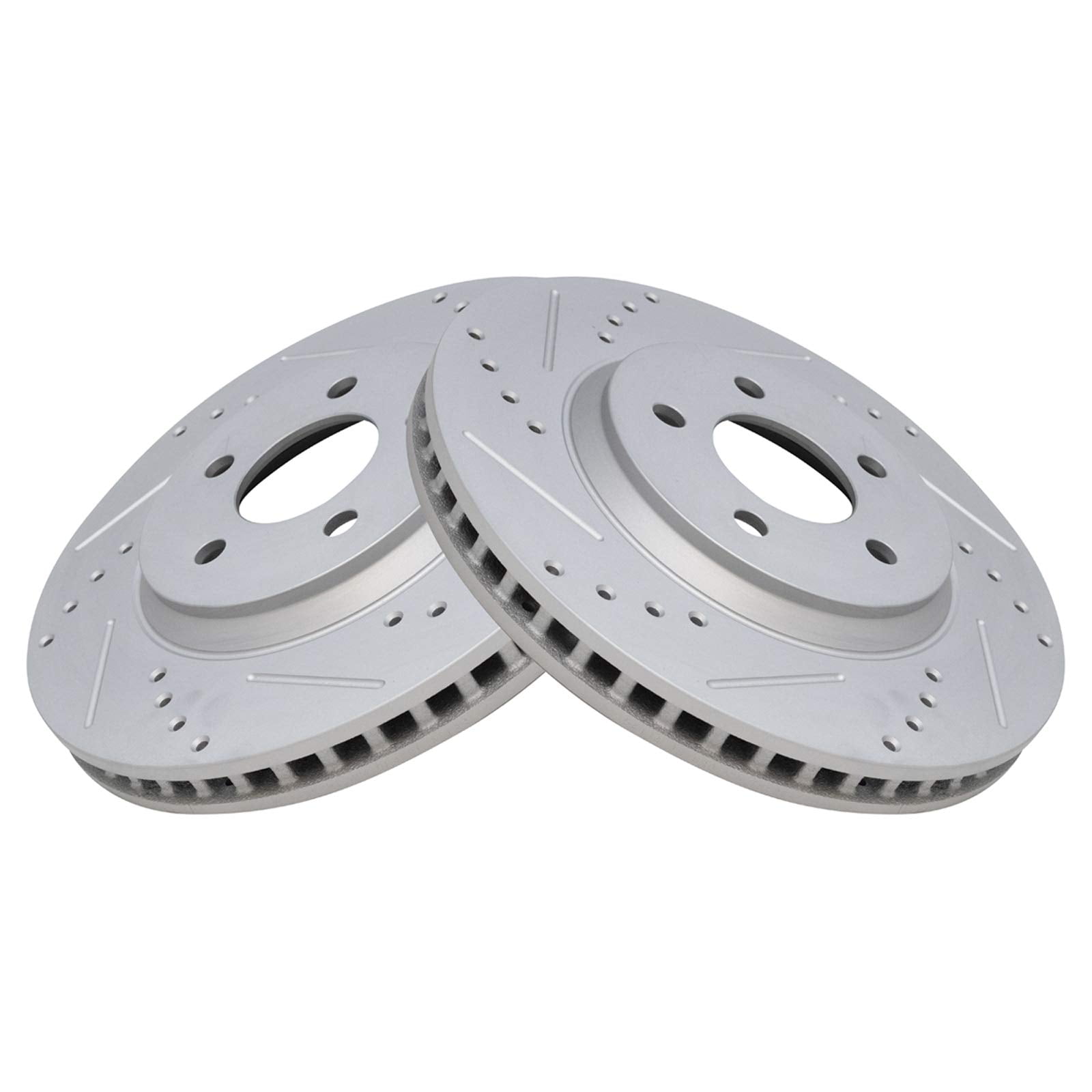 TRQ Front Performance Brake Rotors Set Premium G-Coated Cross Drilled ...