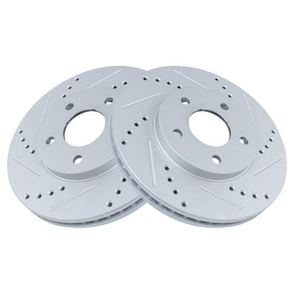 TRQ Front Performance Brake Rotors Set Premium G-Coated Cross Drilled & Slotted Fits Select 2006-2011 Chevrolet HHR