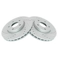 thumbnail image 1 of TRQ Front Performance Brake Rotors Set Premium G-Coated Cross Drilled & Slotted Fits Select 2013-2018 Ford C-Max 2012-2018 Focus 2012-2013 Volvo C30 2010-2013 C70 2004-2011 S40 2005-2011 V50, 1 of 5