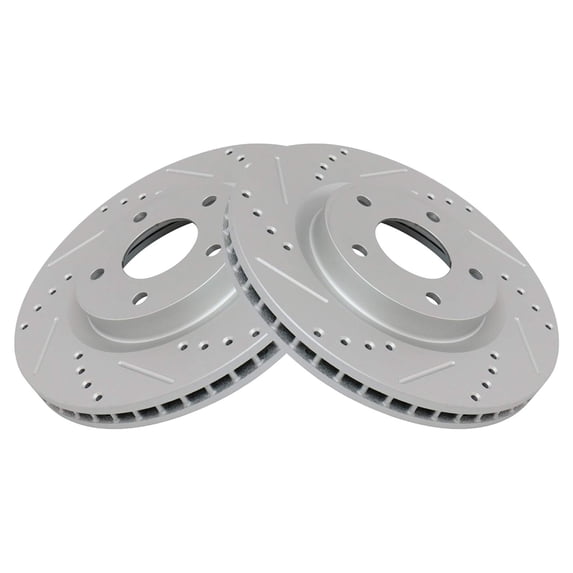 TRQ Front Performance Brake Rotors Set Premium G-Coated Fits Select 2008-2013 Nissan Rogue 2014-2015 Rogue Select 2007-2012 Sentra