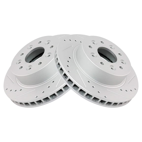TRQ Front Performance Brake Rotors Set Vented Premium G-Coated Cross Drilled & Slotted Fits Select 1965-1982 Chevrolet Corvette