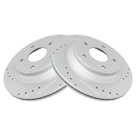TRQ Front Performance Brake Rotors Set Vented Premium G-Coated Cross Drilled & Slotted Fits Select 1988-1996 Chevrolet Corvette