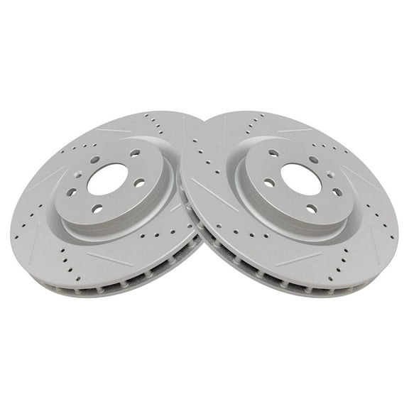 TRQ Front Performance Brake Rotors Set Vented Premium G-Coated Cross Drilled & Slotted Fits Select 2012-2013 Buick Regal 2010-2015 Chevrolet Camaro 2014-2017 SS 2009 Pontiac G8