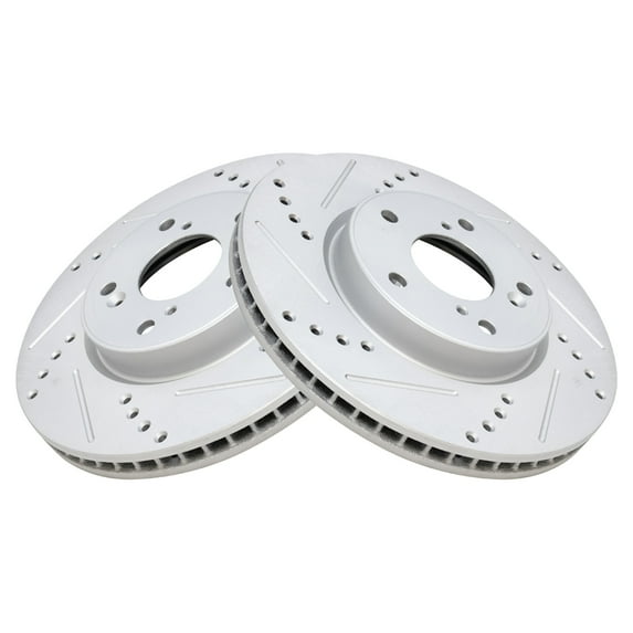 TRQ Front Performance Brake Rotors Set Vented Premium G-Coated Cross Drilled & Slotted Fits Select 2013-2022 Honda Accord 2015 Civic 2016-2022 HR-V