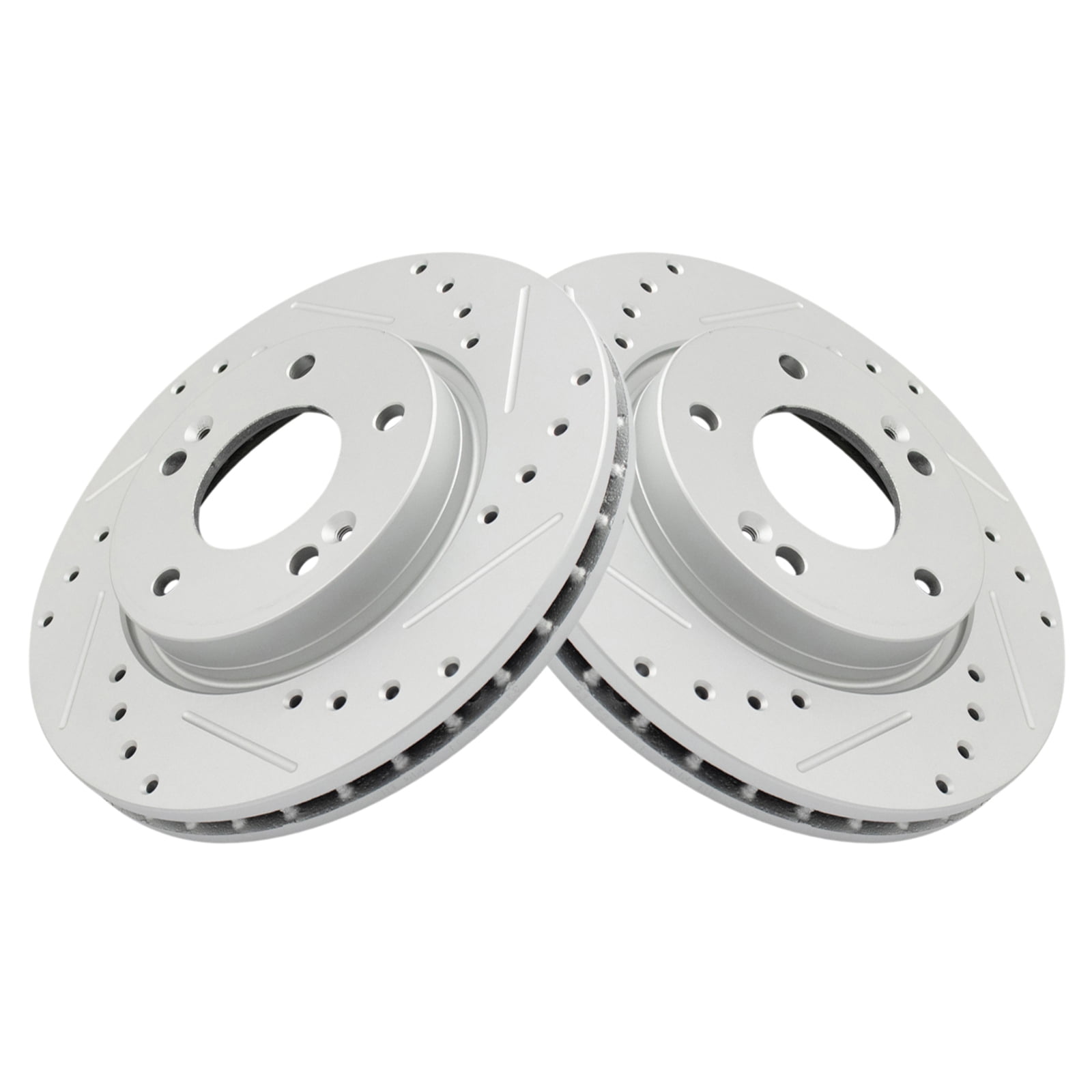 TRQ Front Performance Cross Drilled Slotted GCoated Rotor Kit Pair for