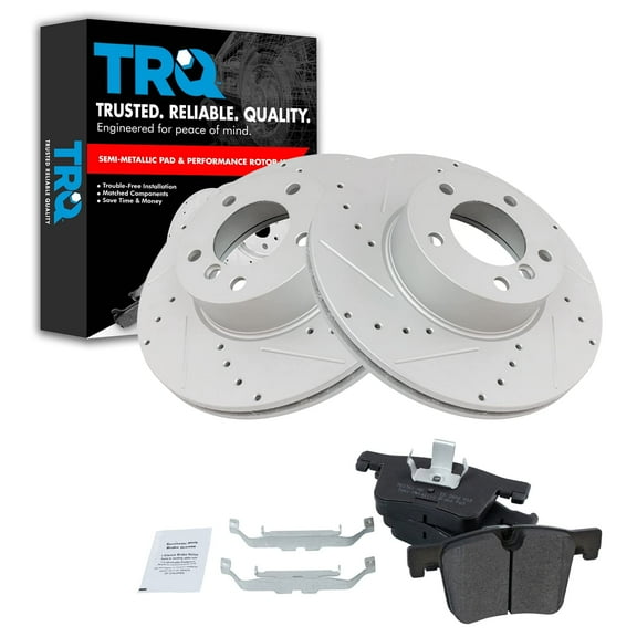 TRQ Front Performance Disc Brake Kit Drilled Slotted Rotor Semi Metallic Pads BKA14871 Fits select: 2014-2016 BMW 428