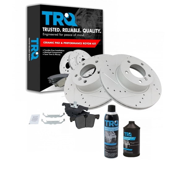 TRQ Front Performance Disc Brake Kit w/Chemicals Rotor Semi Metallic Pad BKA16314 Fits select: 2014-2016 BMW 428