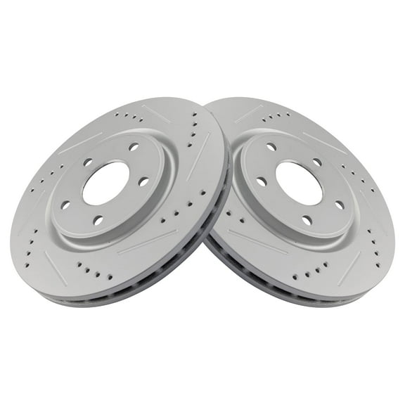 TRQ Front Performance Drilled Slotted G-Coated Brake Rotor Pair Fits Select Chrysler