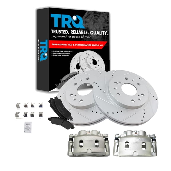 TRQ Front Performance Rotor; Metallic Pad & Calipers Fits Chevy Van Truck SUV