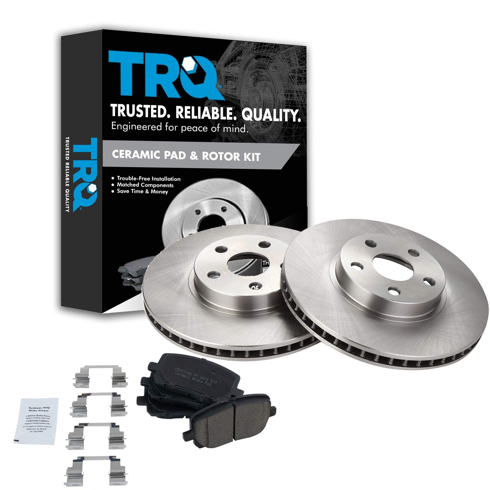 TRQ Front Posi Ceramic Brake Pads & Rotors Kit for Corolla Matrix Vibe