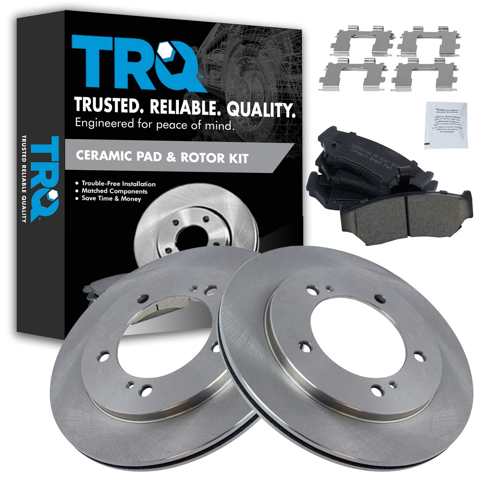 TRQ Front Posi Ceramic Disc Brake Pad & Rotor Kit Set Fits Select