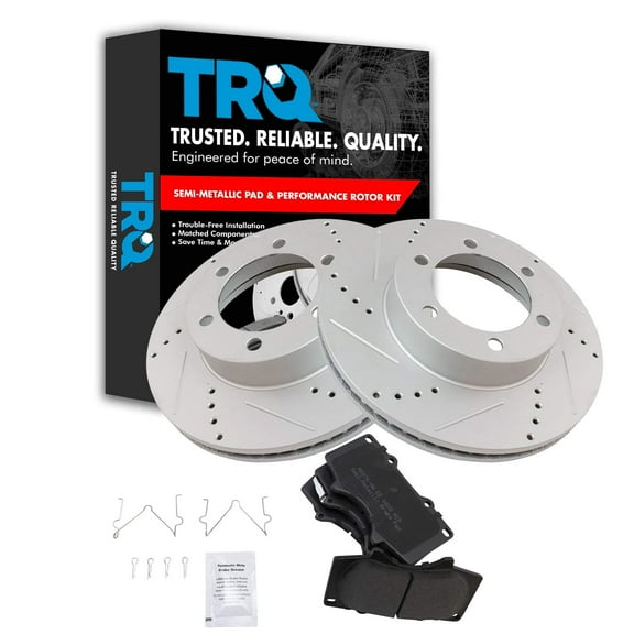 TRQ Front Posi Metallic Brake Pad & Performance Drilled Slotted Rotor Kit BKA12264 Fits select: 2000-2006 TOYOTA TUNDRA, 2003-2007 TOYOTA SEQUOIA