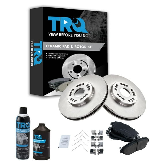 TRQ Front Premium Ceramic Brake Pad & Rotor Kit w/Chemicals for Lexus GS IS SC BKA17713