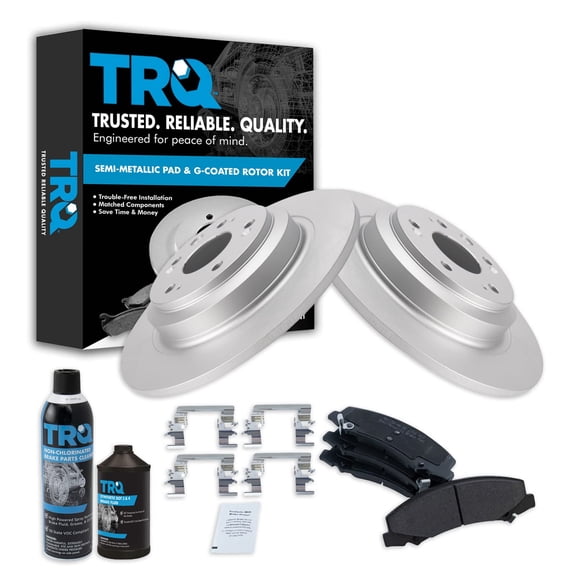 TRQ Front Premium Metallic Brake Pad & Coated Rotor Kit w/Chemicals for Buick BKA24205