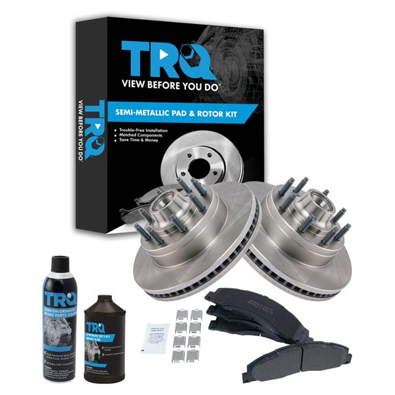 TRQ Front Premium Metallic Disc Brake Pad & Rotor Kit w/Chemicals for Ford Van BKA16296