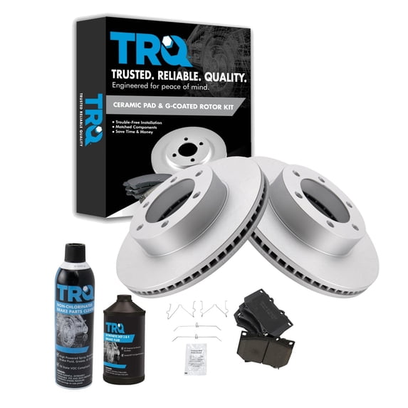 TRQ Front Premium Posi Ceramic Brake Pad & Coated Rotor Kit w/Chemicals BKA24334 Fits select: 2000-2003 TOYOTA TUNDRA, 2001-2003 TOYOTA SEQUOIA