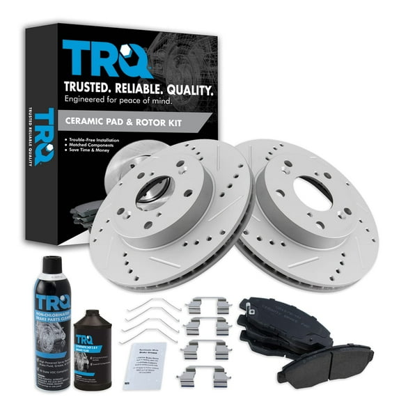 TRQ Front Premium Posi Ceramic Brake Pad & Performance Rotor Kit w/Chemicals BKA21552 Fits select: 2012-2015 HONDA CIVIC LX