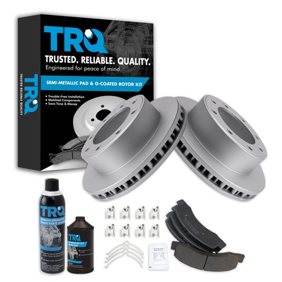 TRQ Front Premium Semi Metallic Brake Pad & Coated Rotor Kit w/Chemicals BKA23802 Fits select: 1999-2004 FORD F250, 1999-2004 FORD F350