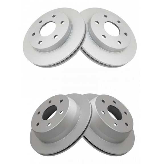 TRQ Front & Rear Brake Coated Rotor Kit 4 Piece Set Fits Select Chevrolet GMC Pickup