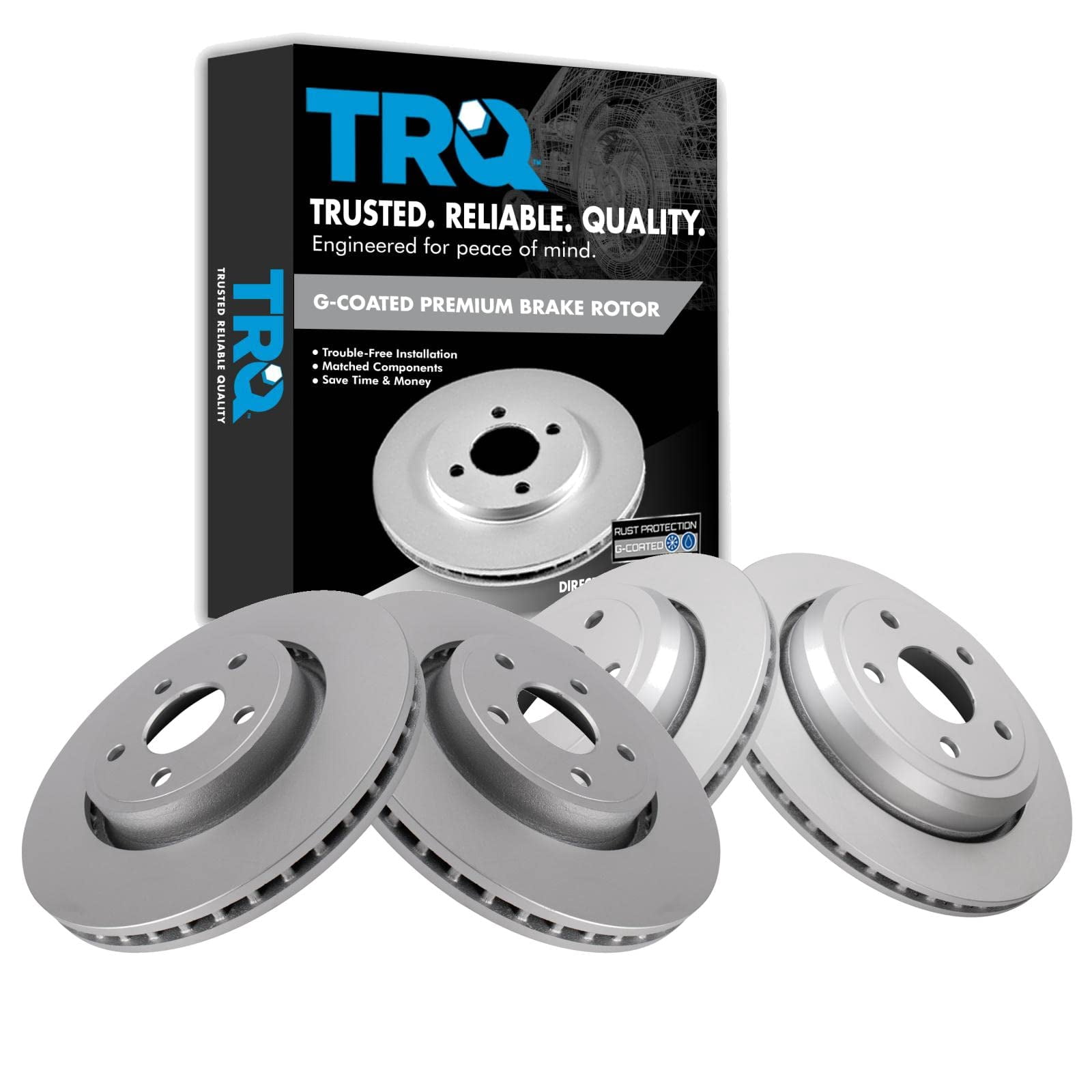 TRQ Front and Rear Brake Rotors Set Premium G-Coated Fits Select 2011 ...