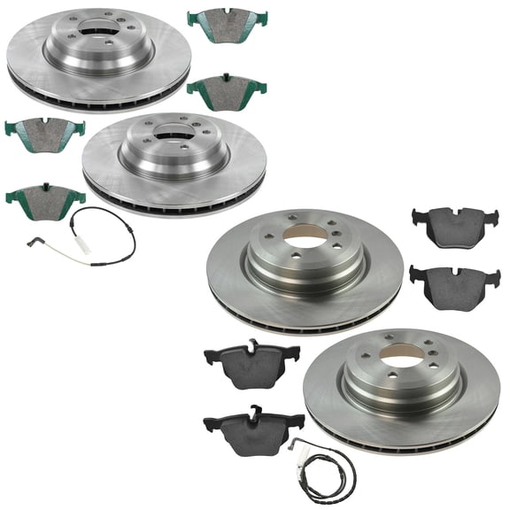 TRQ Front and Rear Brake Pad & Rotor Kit Brake Pad Wear Sensor Brake Pads Brake Rotor Ceramic Fits Select 2009-2010 BMW 335d 2007-2010 335i 2010-2013 335i xDrive