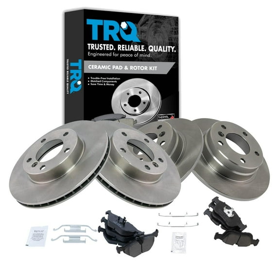 TRQ Front and Rear Brake Pad & Rotor Kit Brake Pads Brake Rotor Ceramic Fits Select 1993-1998 BMW 318i 1993-1997 318is 1992-1995 325i 1996-1998 328i 1996-1999 328is