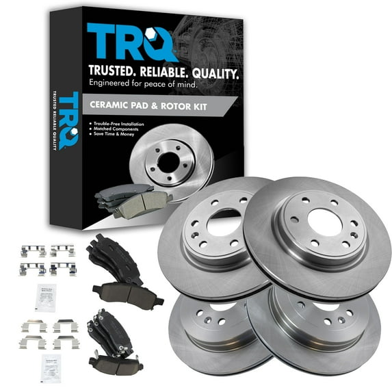 TRQ Front and Rear Brake Pad & Rotor Kit Brake Pads Brake Rotor Ceramic Fits Select 2008-2017 Buick Enclave 2009-2017 Chevrolet Traverse 2007-2016 GMC Acadia 2007-2010 Saturn Outlook