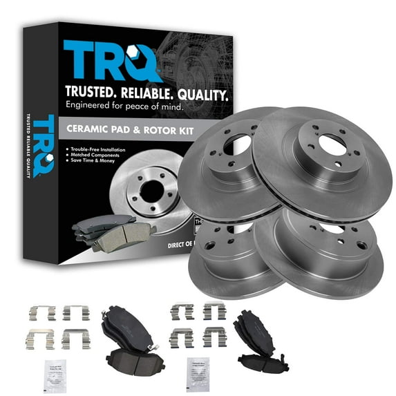 TRQ Front and Rear Brake Pad & Rotor Kit Brake Pads Brake Rotor Ceramic Fits Select 2009-2010 Subaru Forester 2008-2010 Impreza 2010-2012 Legacy Outback