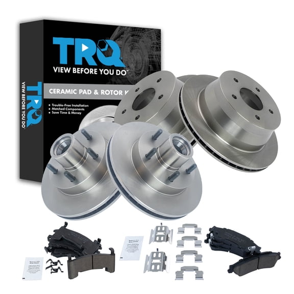 TRQ Front & Rear Brake Pad & Rotor Kit Ceramic Fits 1998-2002 Chevrolet S10 GMC Sonoma 1998-2000 Isuzu Hombre