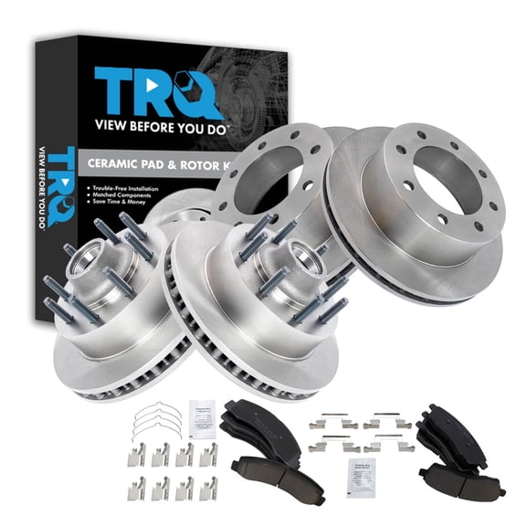 TRQ Front & Rear Brake Pad & Rotor Kit Ceramic Fits 2003-2004 Ford Excursion F-250 Super Duty F-350 Super Duty