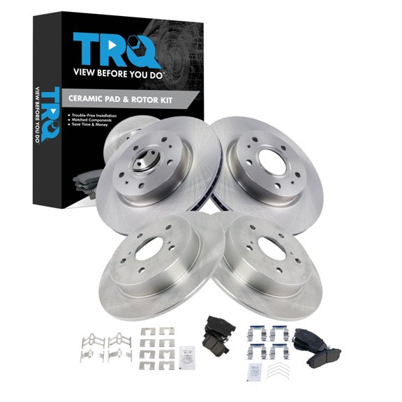 TRQ Front & Rear Brake Pad & Rotor Kit Ceramic Fits 2007-2008 Suzuki SX4