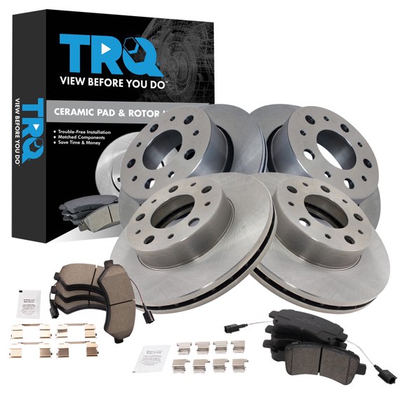 TRQ Front & Rear Brake Pad & Rotor Kit Ceramic Fits 2014-2021 Ram ProMaster 1500 ProMaster 2500 ProMaster 3500