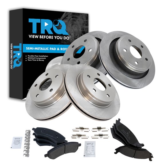 TRQ Front & Rear Brake Pad & Rotor Kit Semi-Metallic Fits 2007-2009 Chrysler Aspen Dodge Durango 2006-2010 Ram 1500 2011-2018 Ram 1500 2019-2021 1500 Classic