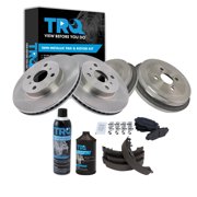 TRQ Front & Rear Brake Pad & Rotor,Shoe & Drum Kit Semi-Metallic Fits 2007-2011 Toyota Yaris
