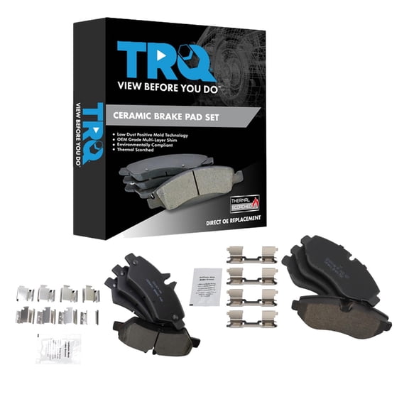TRQ Front and Rear Brake Pad Set Ceramic Fits 2007-2009 Dodge Sprinter 2500 2007-2016 Freightliner Sprinter 2500 2010-2018 Mercedes-Benz Sprinter 2500