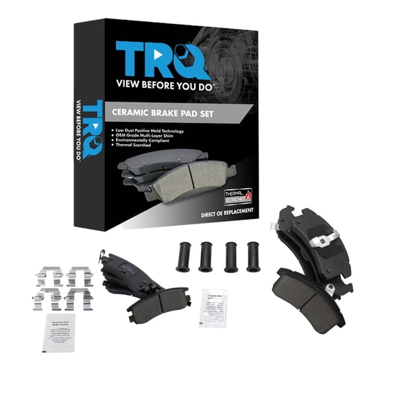 TRQ Front and Rear Brake Pad Set Ceramic Hardware Fits 1995-1996 Buick Riviera 1994-1996 Cadillac DeVille Eldorado Seville 1995-1996 Oldsmobile Aurora