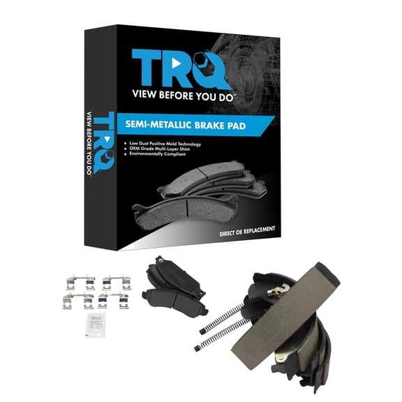 TRQ Front and Rear Brake Pad Set Semi Metallic Fits 2005-2006 Chevrolet Silverado 1500 2007 Silverado 1500 Classic 2005-2006 GMC Sierra 1500 2007 Sierra 1500 Classic
