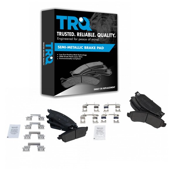 TRQ Front and Rear Brake Pad Set Semi Metallic Fits 2007 Cadillac Escalade Escalade ESV; EXT Chevrolet Avalanche Suburban 1500 Tahoe GMC Yukon Yukon XL 1500
