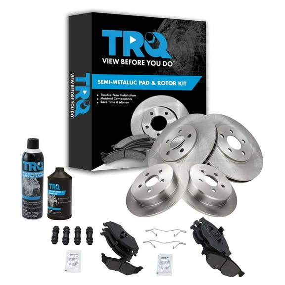 TRQ Front & Rear Brake Rotor & Semi Metallic Pad Kit w/Fluids for Dodge Chrysler BKA16400 Fits select: 2001-2006 CHRYSLER SEBRING, 2001-2005 DODGE STRATUS