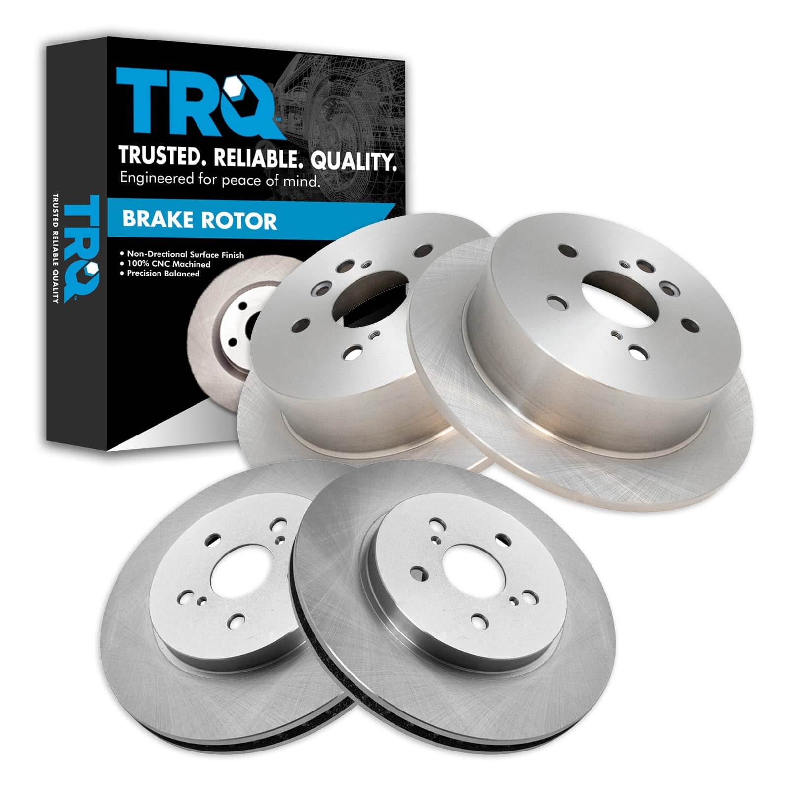 TRQ Front & Rear Brake Rotors Set Fits Select 2004-2006 Lexus RX330 2007-2009 RX350 2006-2008 RX400h 2006-2007 Toyota Highlander