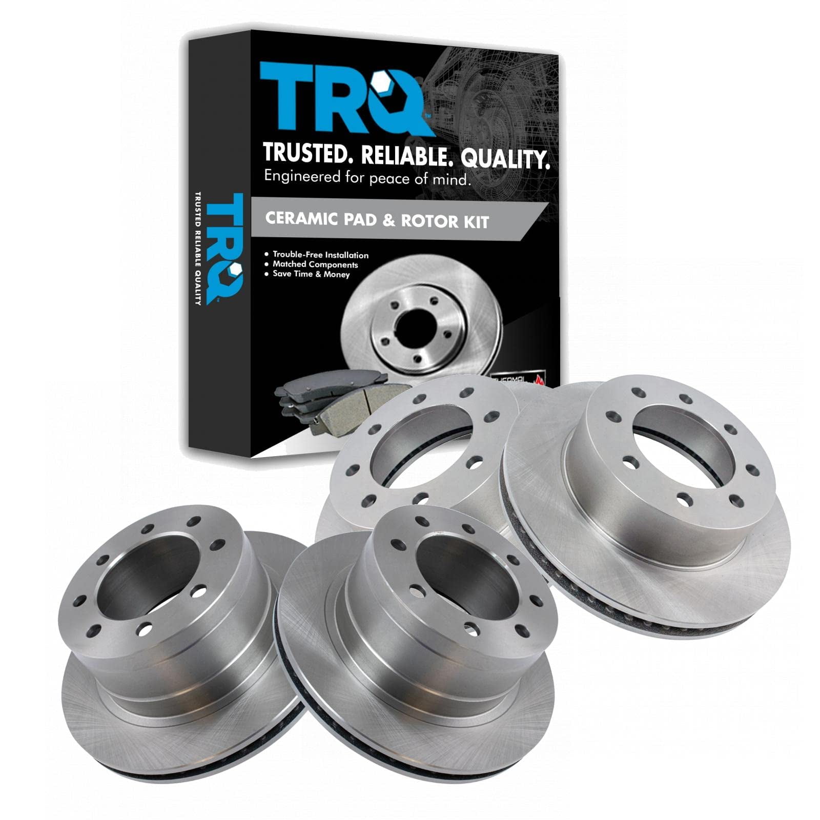 TRQ Front & Rear Brake Rotors Set Fits Select 2006-2008 Dodge Ram 1500 2003-2008 Ram 2500 Ram 3500