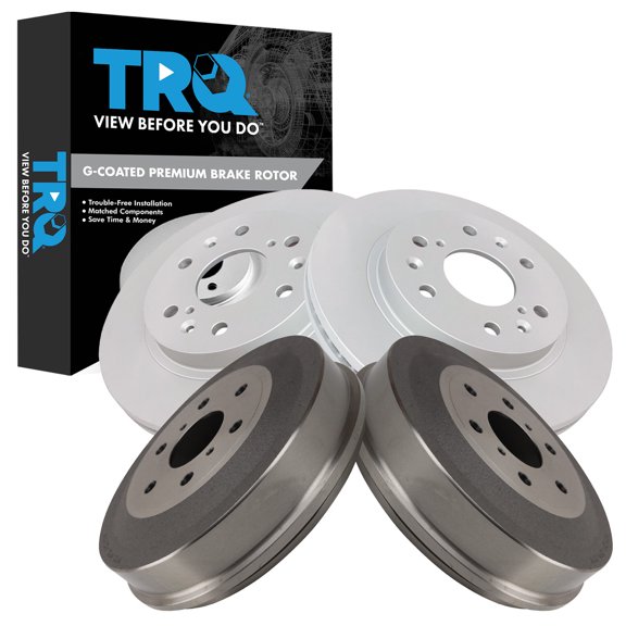 TRQ Front & Rear Brake Rotors Set Premium G-Coated Fits 2009-2013 Chevrolet Silverado 1500 GMC Sierra 1500