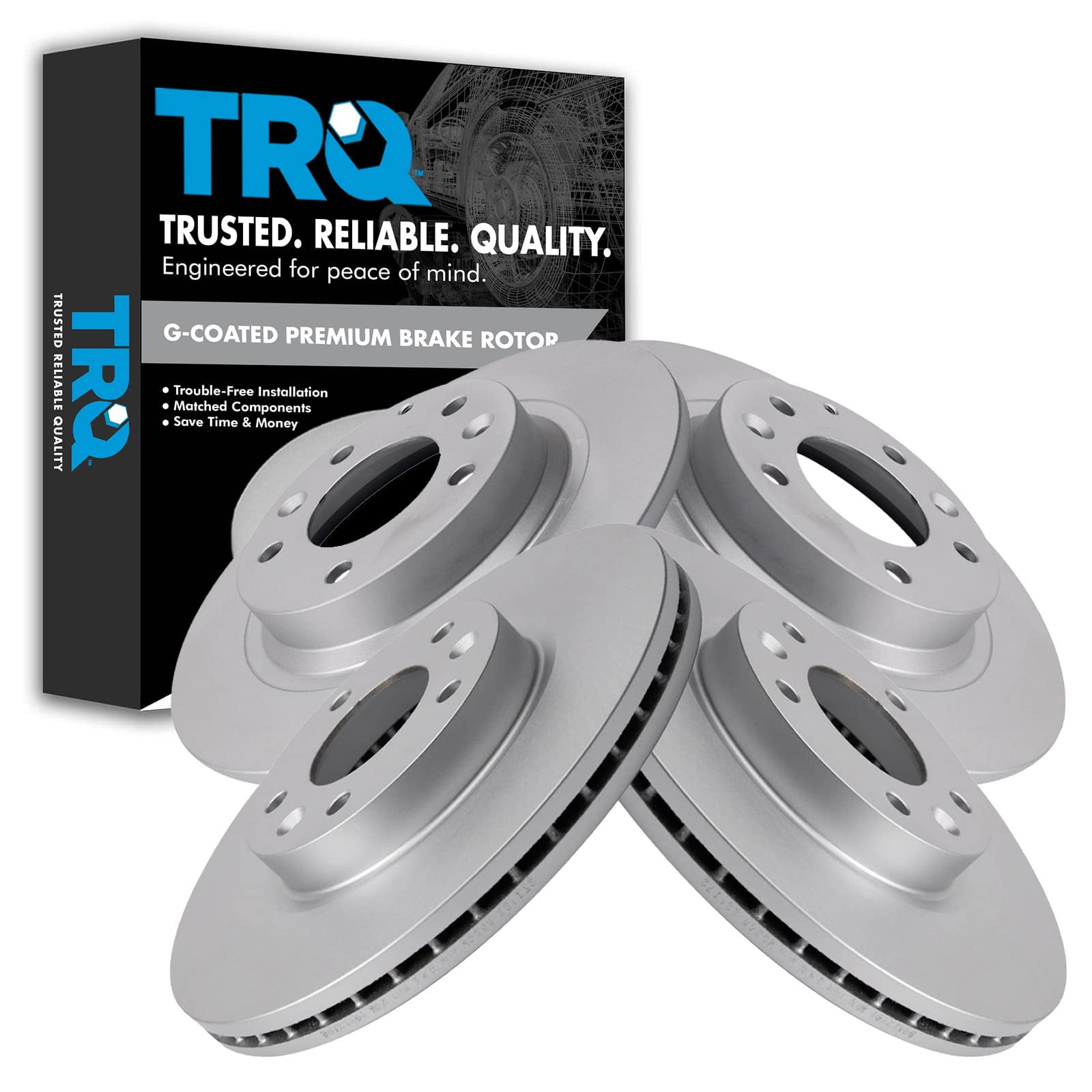 TRQ Front and Rear Brake Rotors Set Premium G-Coated Fits Select 2006-2012 Ford Fusion 2007-2012 Lincoln MKZ 2006 Zephyr 2006-2013 Mazda 6 2006-2011 Mercury Milan