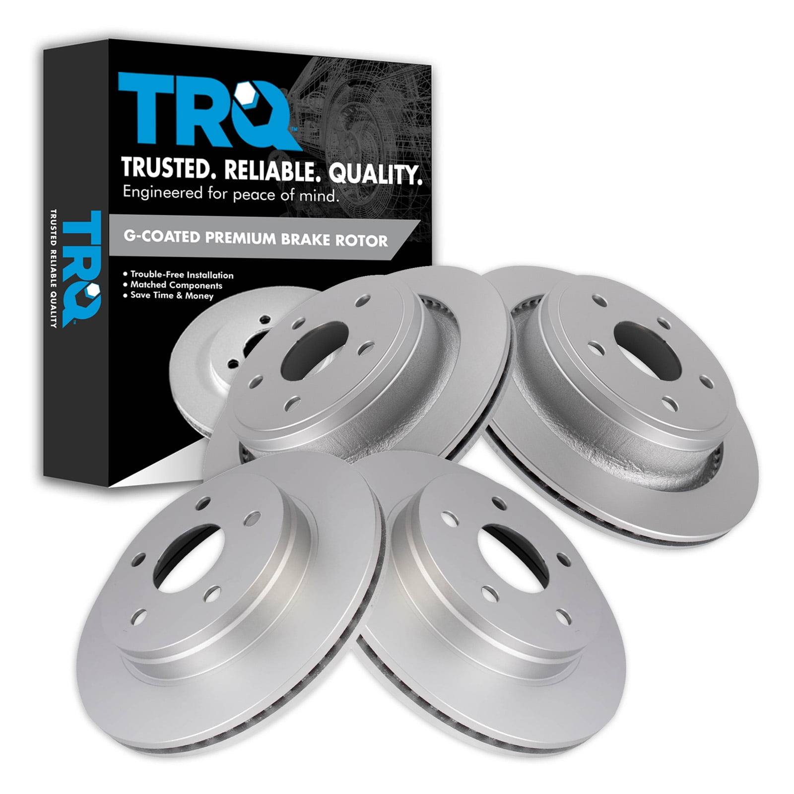 TRQ Front and Rear Brake Rotors Set Premium G-Coated Fits Select 2007-2009 Chrysler Aspen 2004-2009 Dodge Durango 2002-2010 Ram 1500 2011-2018 Ram 1500 2019-2022 1500 Classic