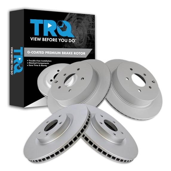 TRQ Front and Rear Brake Rotors Set Premium G-Coated Fits Select 2012-2013 INFINITI M35h 2011-2013 M37 M56 2014-2019 Q70 2015-2019 Q70L 2014-2017 QX70 2003-2014 Nissan Murano