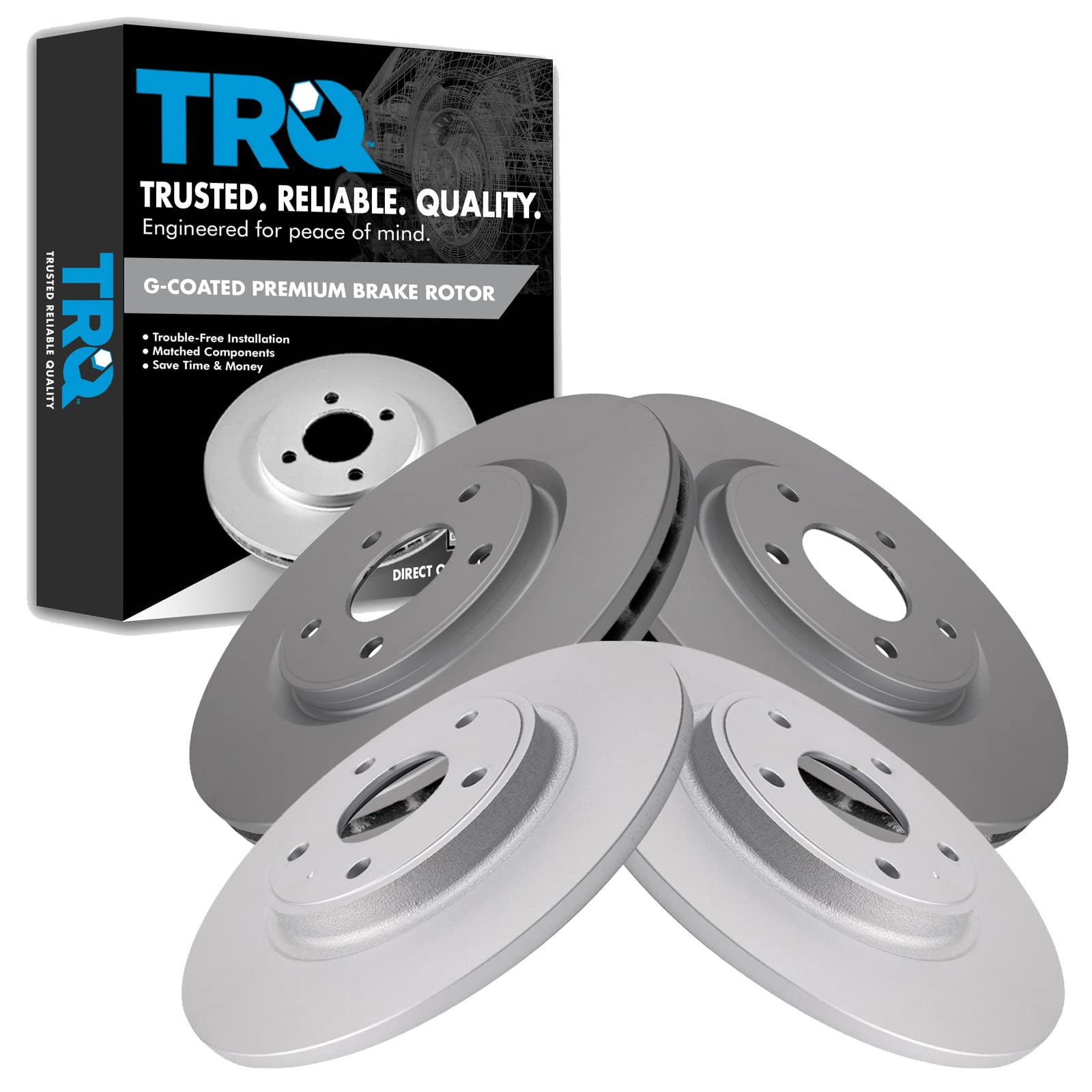 TRQ Front and Rear Brake Rotors Set Premium G-Coated Fits Select 2012-2016 Chrysler Town & Country 2011-2020 Dodge Grand Caravan 2012-2020 Journey 2012-2015 Ram C/V 2012-2014 Volkswagen Routan