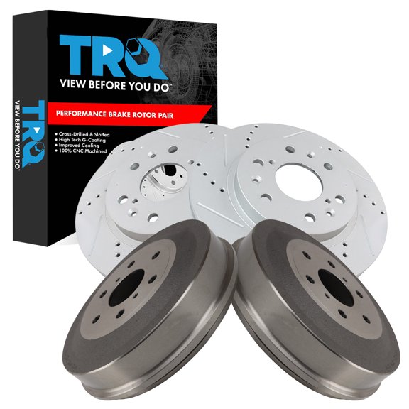 TRQ Front & Rear Brake Rotors Set Premium G-Coated Performance Fits 2009-2013 Chevrolet Silverado 1500 GMC Sierra 1500